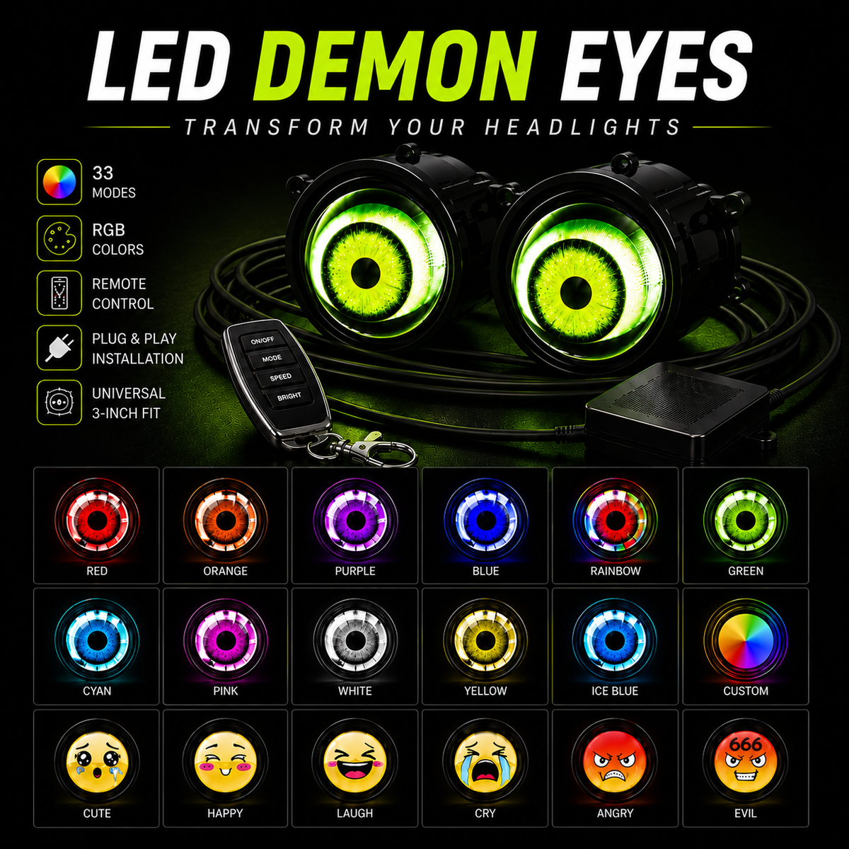 Neon Blinket™- RGB Headlight Eyes